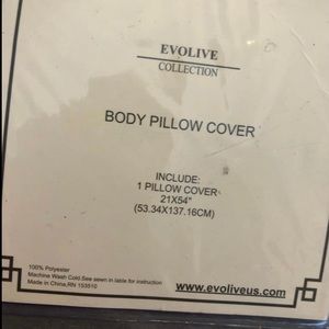 Body Pillow Case. Evolive New. Gray. 21”x54”